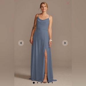 SOLD cowl neck chiffon bridesmaid/formal dress with slit (new with tags)
